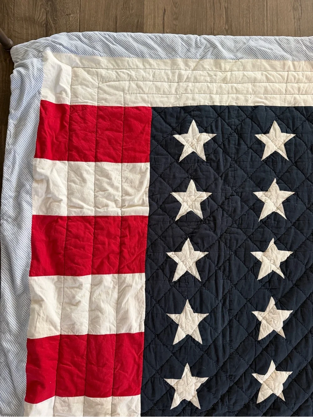 Tommy Hilfiger American Flag Quilt Stars Stripes Approximately 85”x100” Read Des